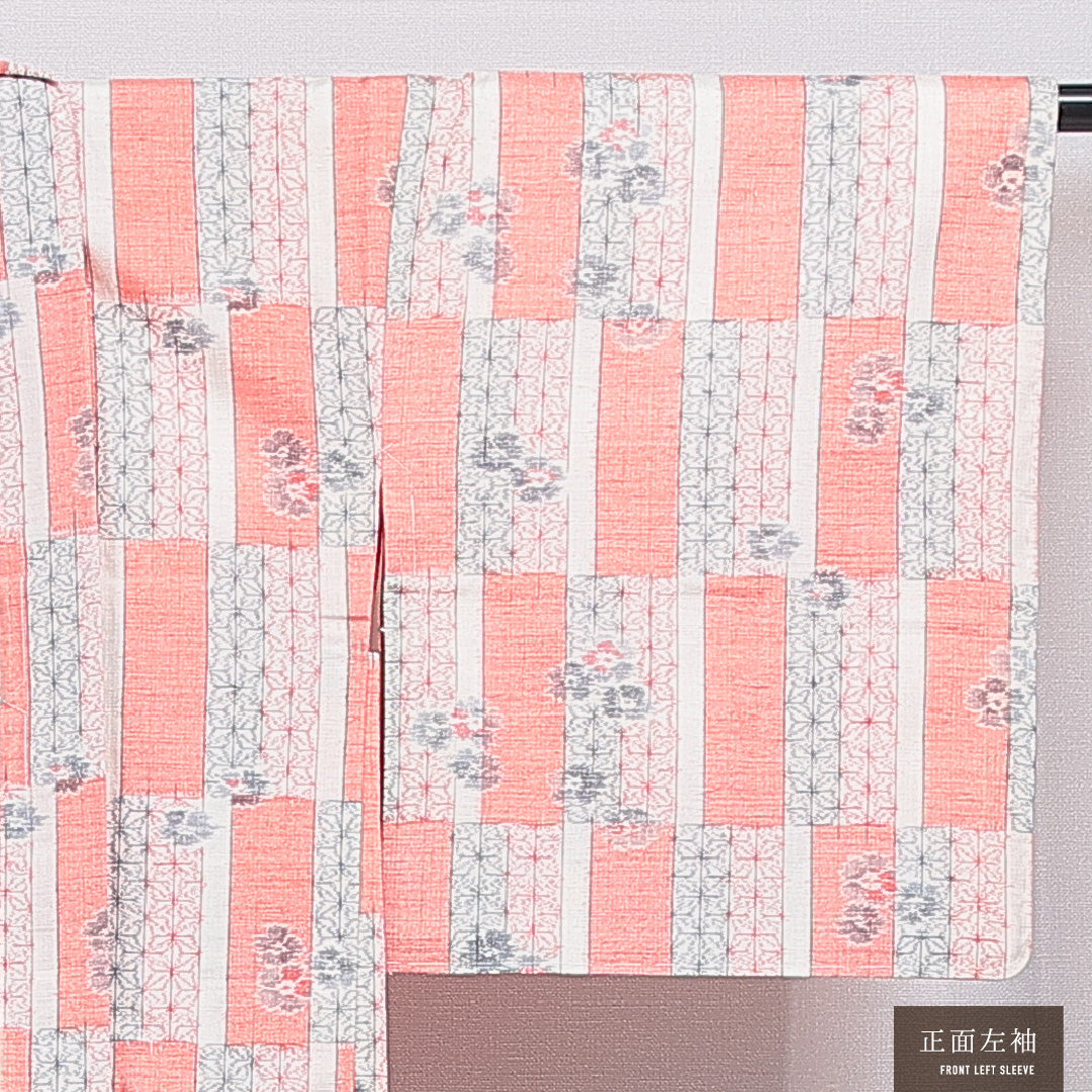 羽織 袷 身丈86cm 裄丈65cm 正絹 Sランク カジュアル Mサイズ 牡丹 朱系 RP 1232-16179