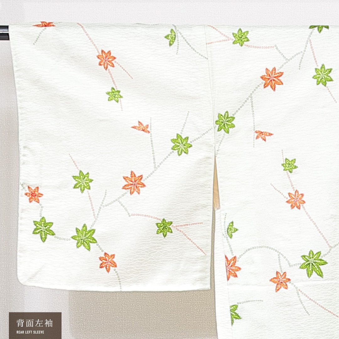 羽織 袷 身丈79cm 裄丈62cm 正絹 Sランク Sサイズ カジュアル 紅葉 緑系 1217-15123