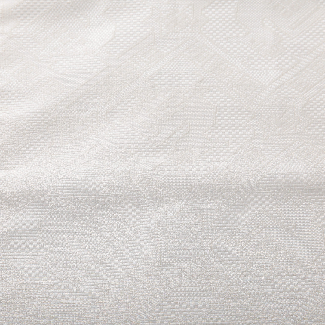 九寸名古屋帯 帯丈268cm カジュアル 開き仕立て 全通 Cランク 正絹 有栖川文 白系 1224-03811