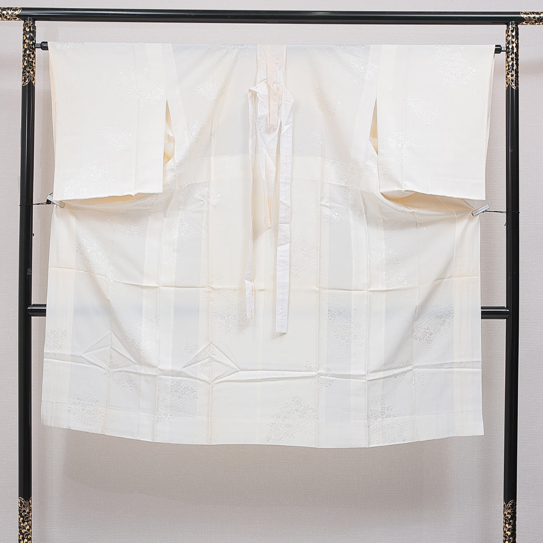 長襦袢 無双袖 身丈125cm 裄丈65cm 正絹 Cランク Mサイズ 古典柄 クリーム系 1229-16709