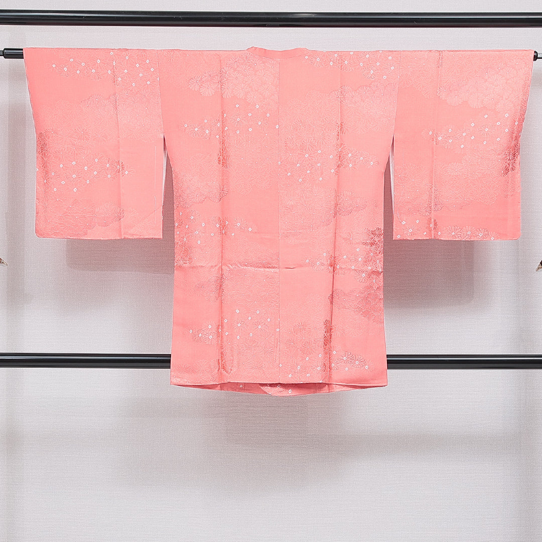 道行コート 袷 身丈85cm 裄丈63cm 正絹 Sランク セミフォーマル Sサイズ 菊 ピンク系 RP 1237-16194
