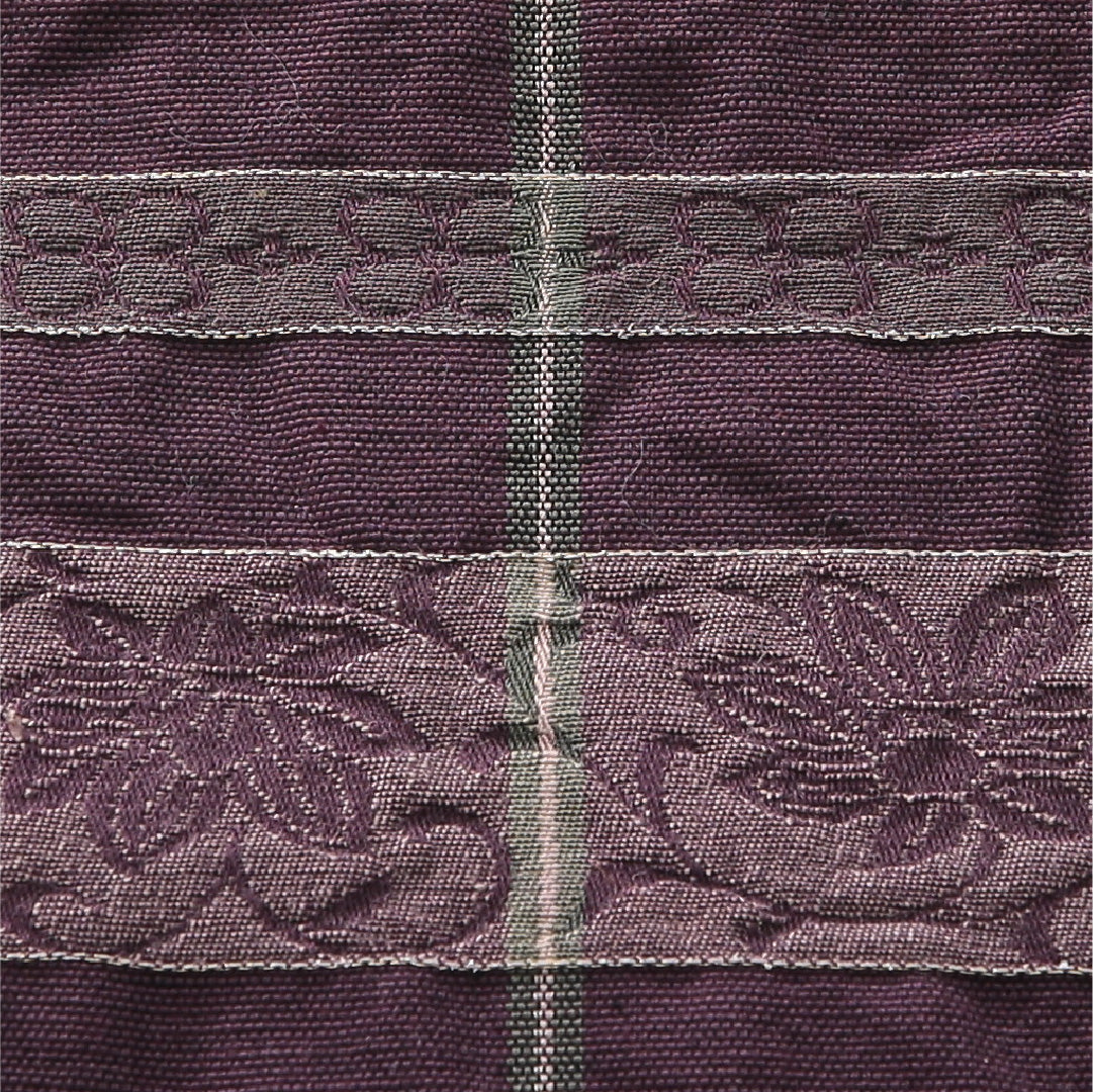 八寸名古屋帯 帯丈306cm カジュアル 開き仕立て 全通 Aランク 正絹 ふくれ織 唐華 紫系 1224-03921