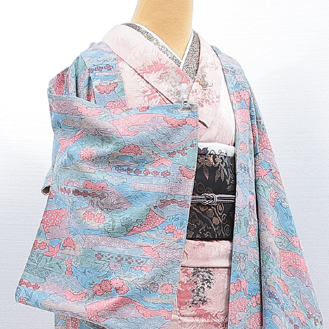 羽織 袷 身丈73cm 裄丈61cm 正絹 Cランク カジュアル Sサイズ 古典柄 多色系 HP 1232-16853