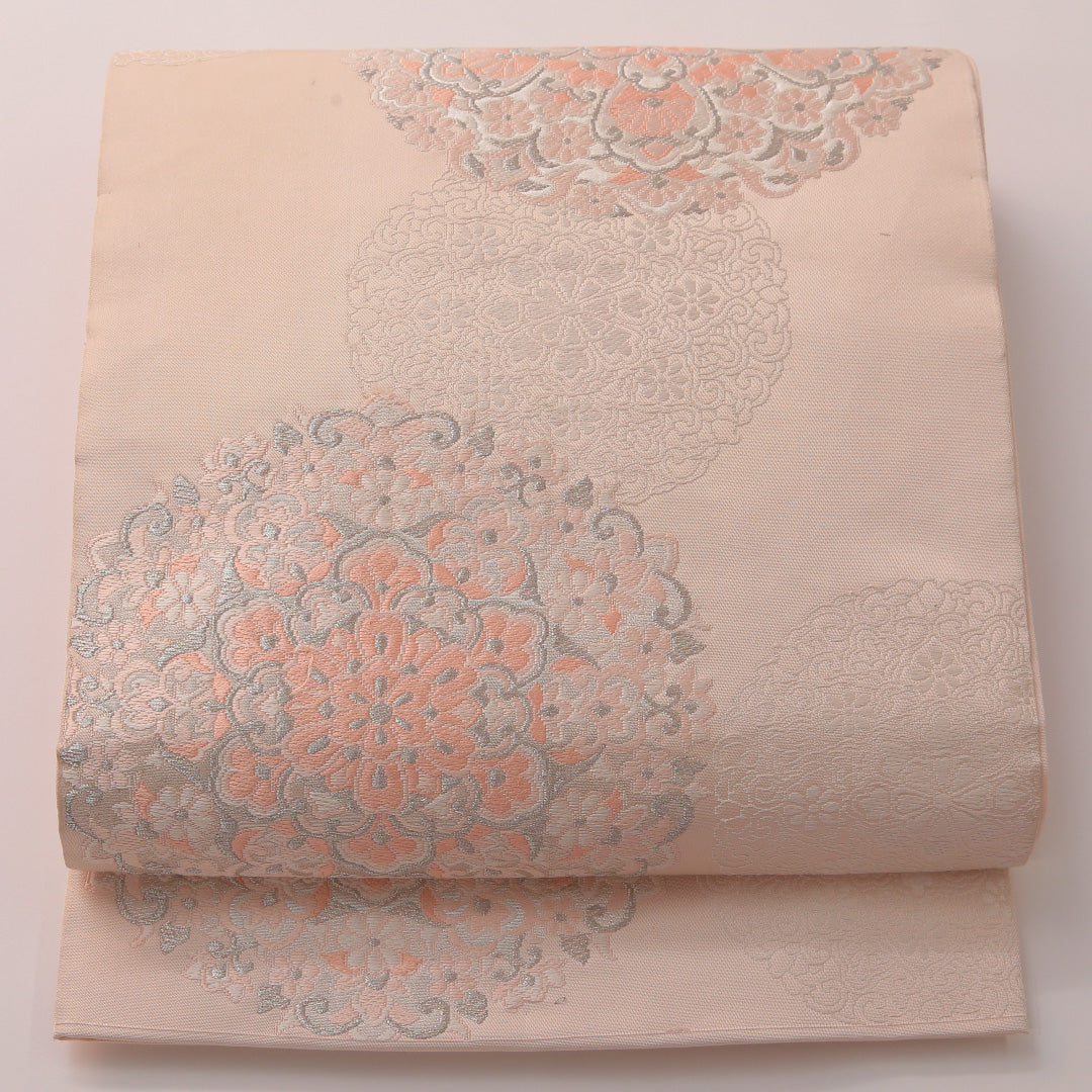 袋帯 帯丈424cm フォーマル 六通 Aランク 正絹 唐華 ピンク系 1223-01884