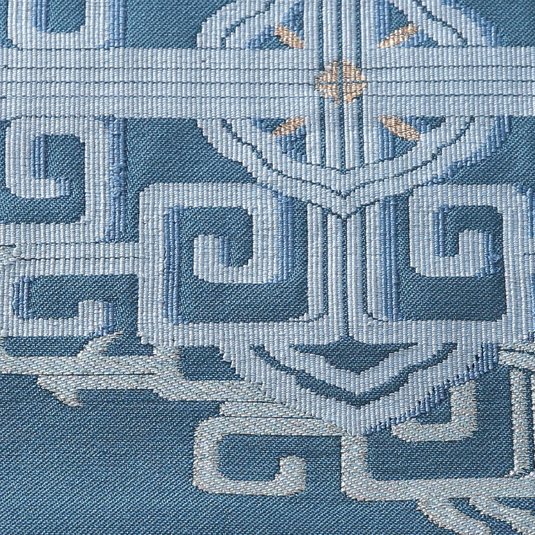 九寸名古屋帯 帯丈356cm カジュアル 名古屋仕立て ポイント柄 Bランク 正絹 創作柄 青系 1224-03836