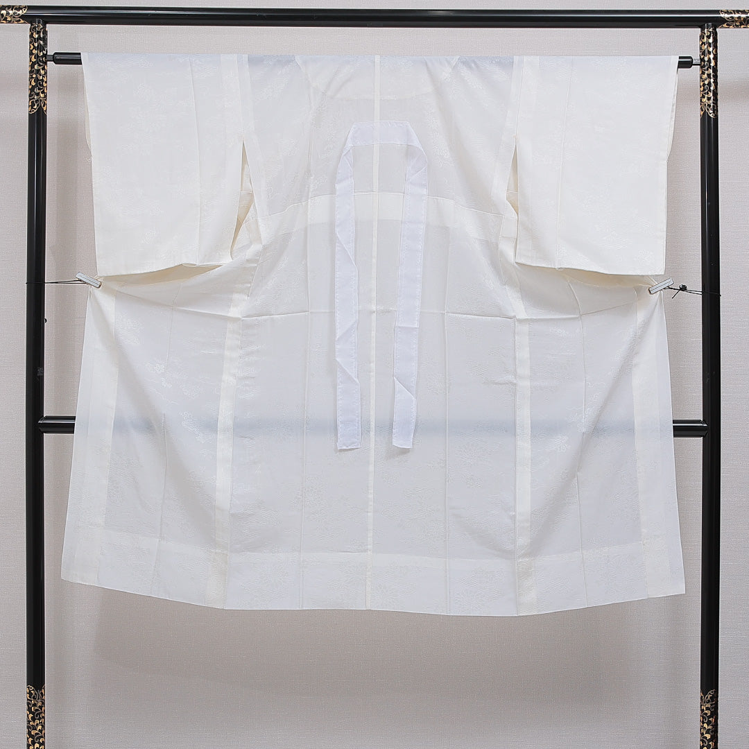 長襦袢 無双袖 身丈127cm 裄丈61cm 正絹 Aランク Mサイズ 居敷当て 無地 白系 RP 1239-16594