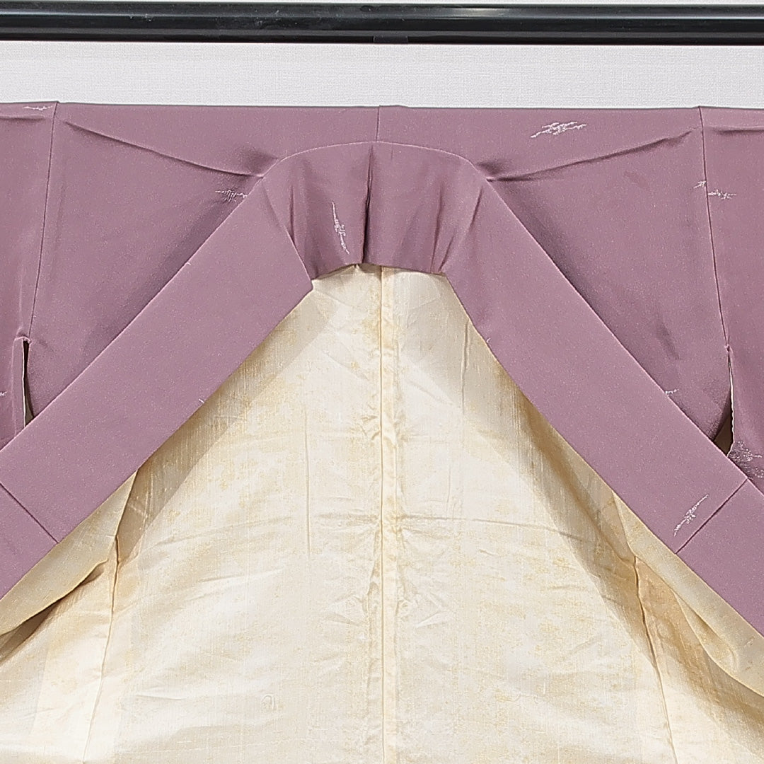 訪問着 袷 身丈161cm 裄丈63cm 正絹 Aランク Lサイズ 広衿 一つ紋(五三桐) セミフォーマル 創作柄 紫系 1212-15665