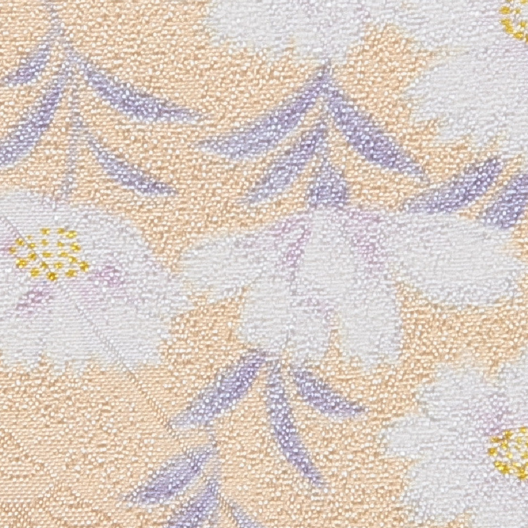 小紋 洗える着物 袷 身丈163cm 裄丈65cm ポリエステル Dランク Lサイズ 広衿 インフォーマル 撫子 クリーム系 朱系 1215-16353