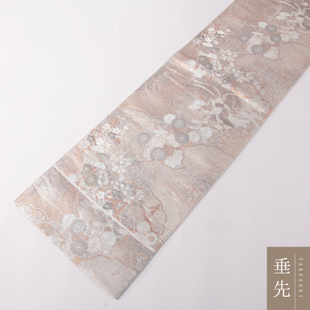 袋帯 帯丈432cm 正絹 六通 フォーマル 御所解 銀系 1243-01770