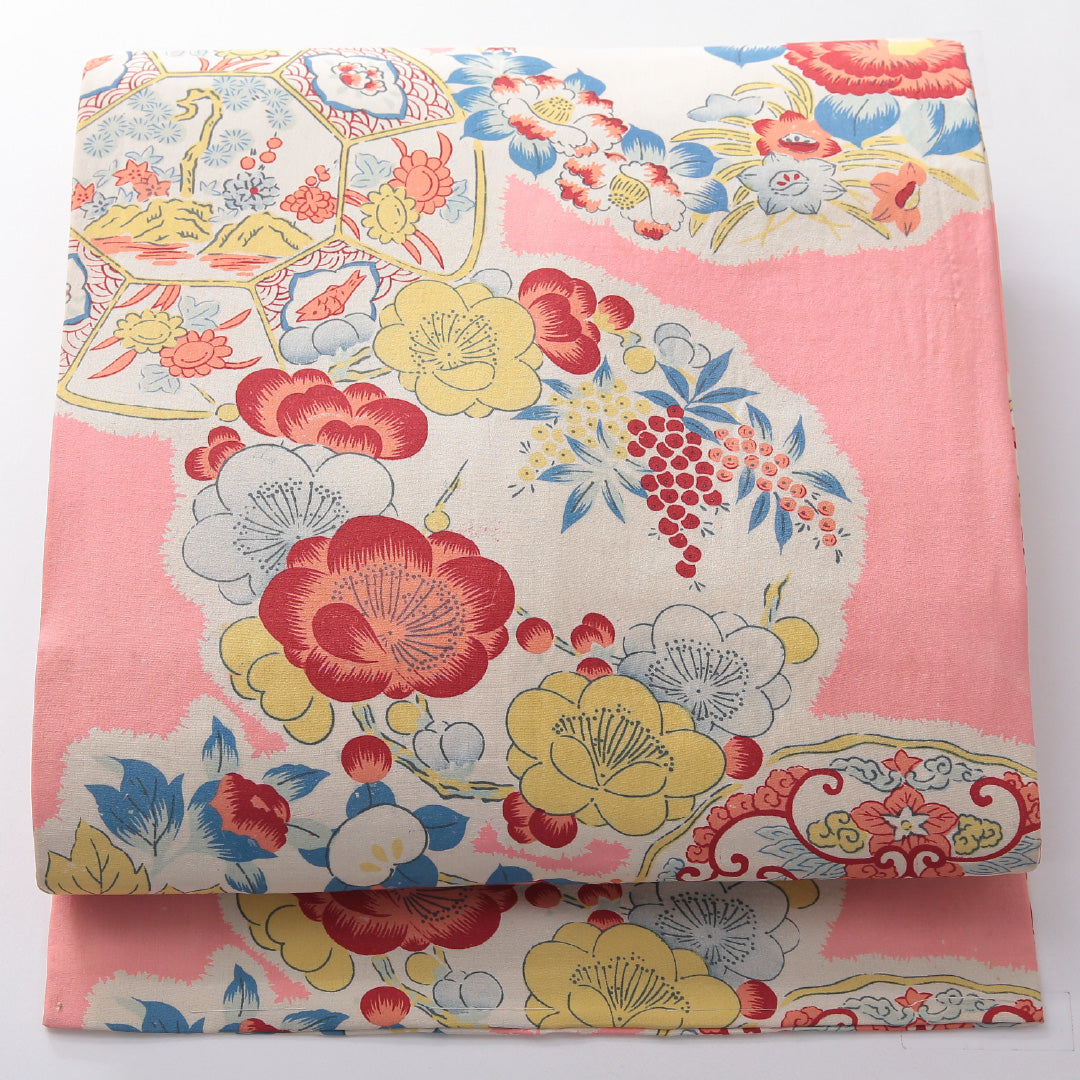 アンティーク 九寸名古屋帯】 帯丈356cm 全通 Bランク 正絹 染め帯