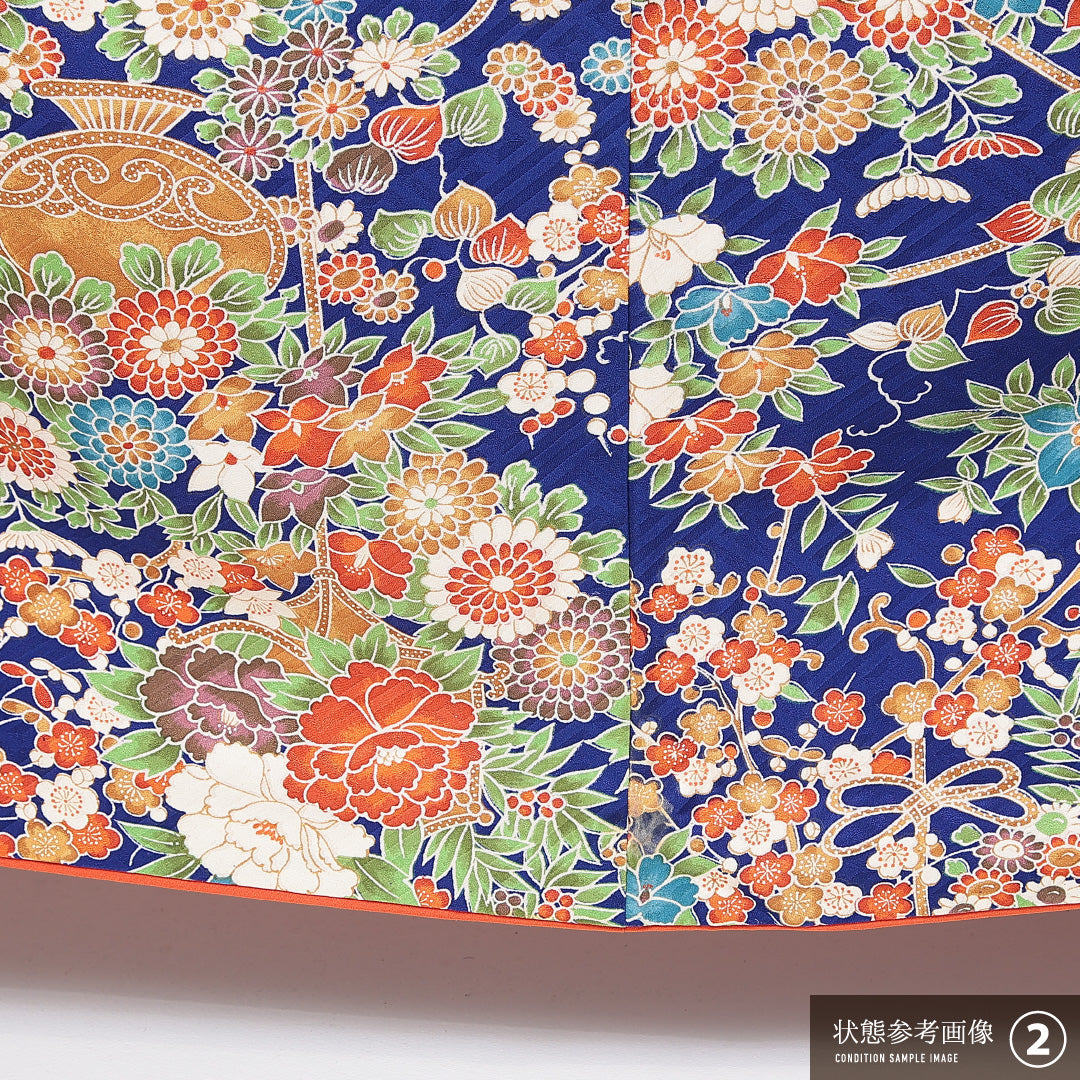 振袖 袷 身丈160cm 裄丈63cm フォーマル Bランク Lサイズ 正絹 広衿 壺 菊 1213-F0652