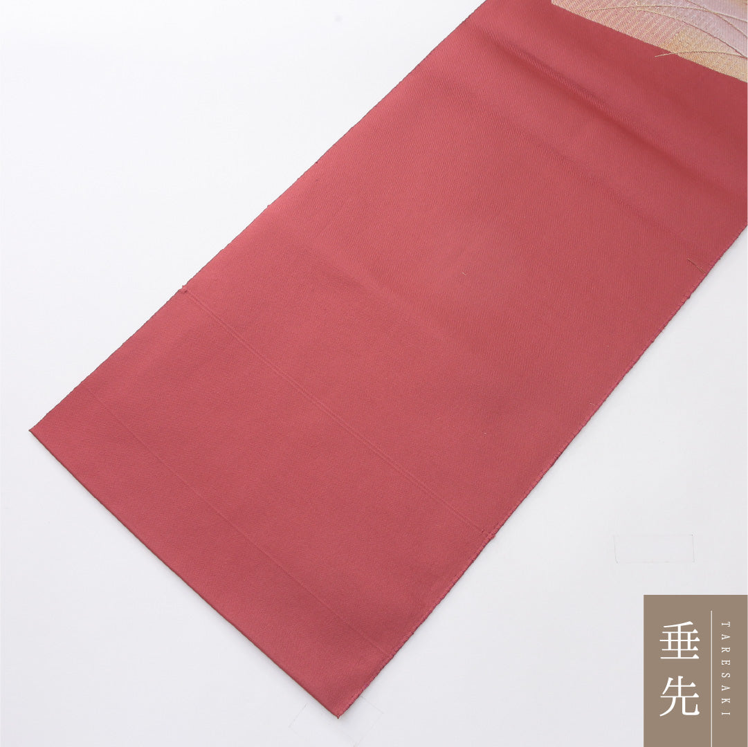 八寸名古屋帯 Aランク 帯丈348cm 正絹 ポイント柄 松葉仕立て 織り インフォーマル 秋草文 赤に近いピンク系 LP 1245-04058