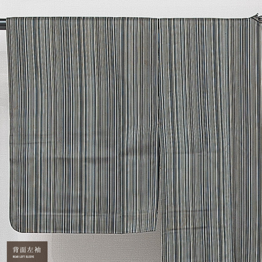 道行コート 単衣 身丈123cm 裄丈63cm 正絹 Cランク セミフォーマル Sサイズ 縞 多色系 LP 1237-15269