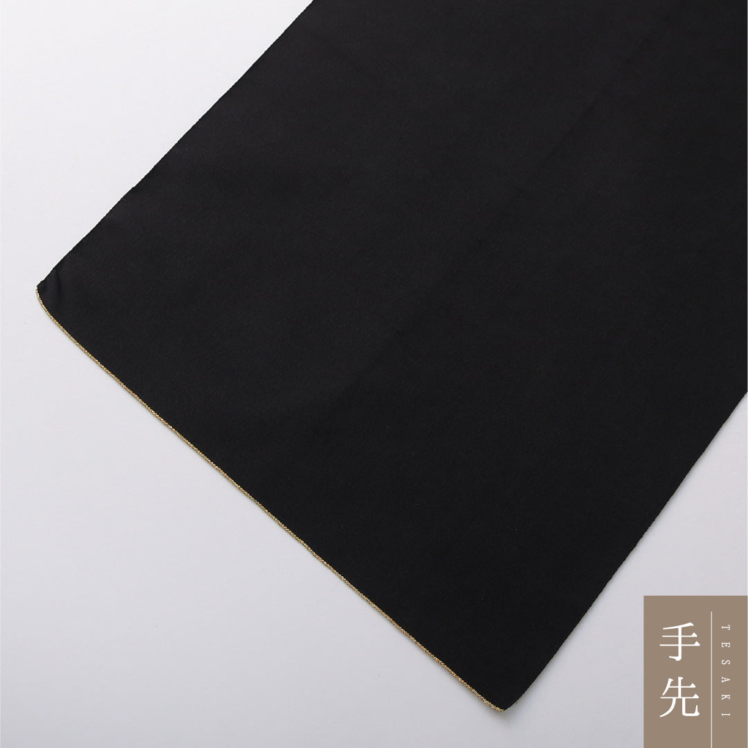 八寸名古屋帯 Sランク 帯丈358cm 正絹 ポイント柄 開き仕立て 帯端のみ未仕立て 織り セミフォーマル 綴れ織 唐華 花柄 黒系 RP 1245-03675