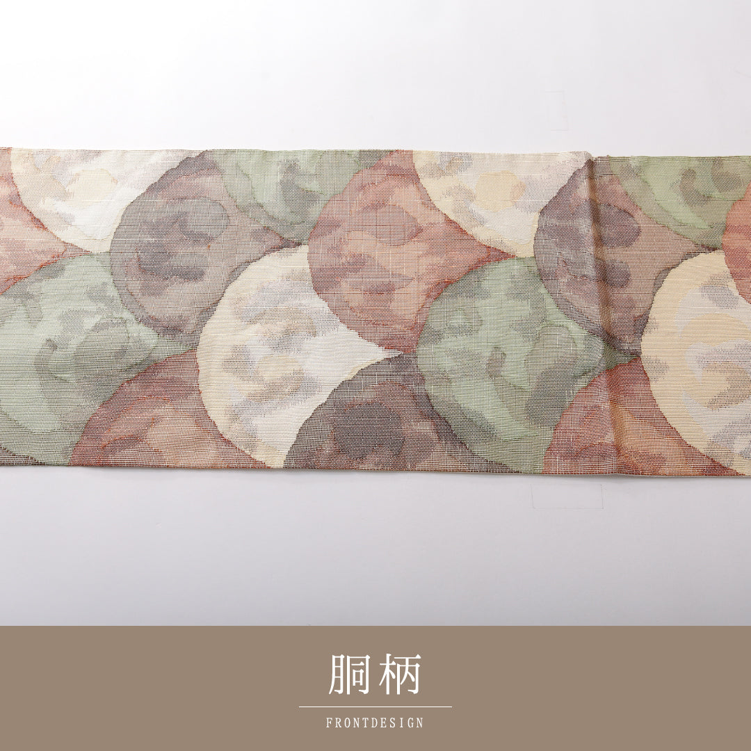 袋帯(紬) 帯丈442cm 正絹 六通 帯芯なし カジュアル 青海波 ピンク系 1243-02157