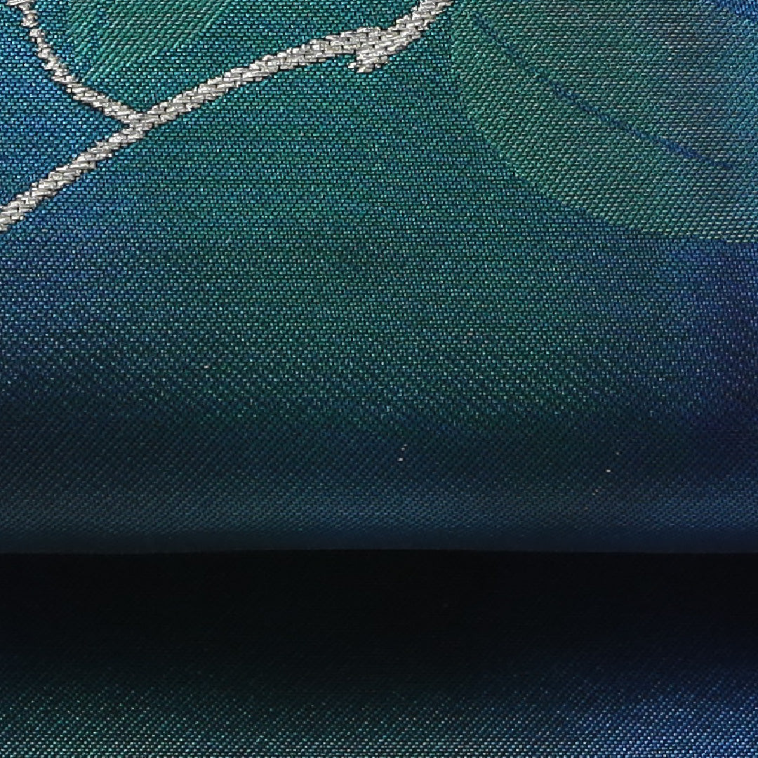 未使用品 九寸名古屋帯 帯丈361cm インフォーマル 名古屋仕立て ポイント柄 Sランク 正絹 綴れ織 椿 紺系 青系 1224-03818