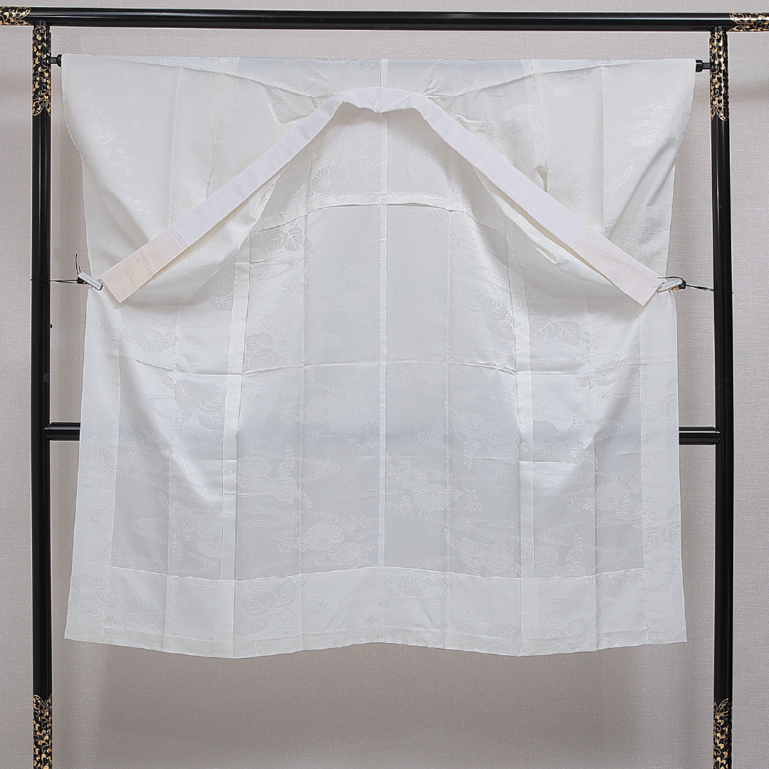 長襦袢 無双袖 身丈134cm 裄丈65cm 正絹 Sランク XLサイズ 菊 クリーム系 RP 1239-16629