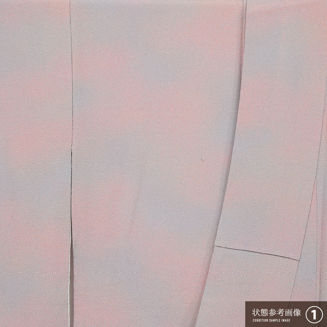 色無地 袷 身丈163cm 裄丈63cm 正絹 Aランク 一つ紋 (雪持ち根笹) セミフォーマル 広衿 Lサイズ ぼかし染 作家物 落款 無地 ピンク系 RP 1219-15870