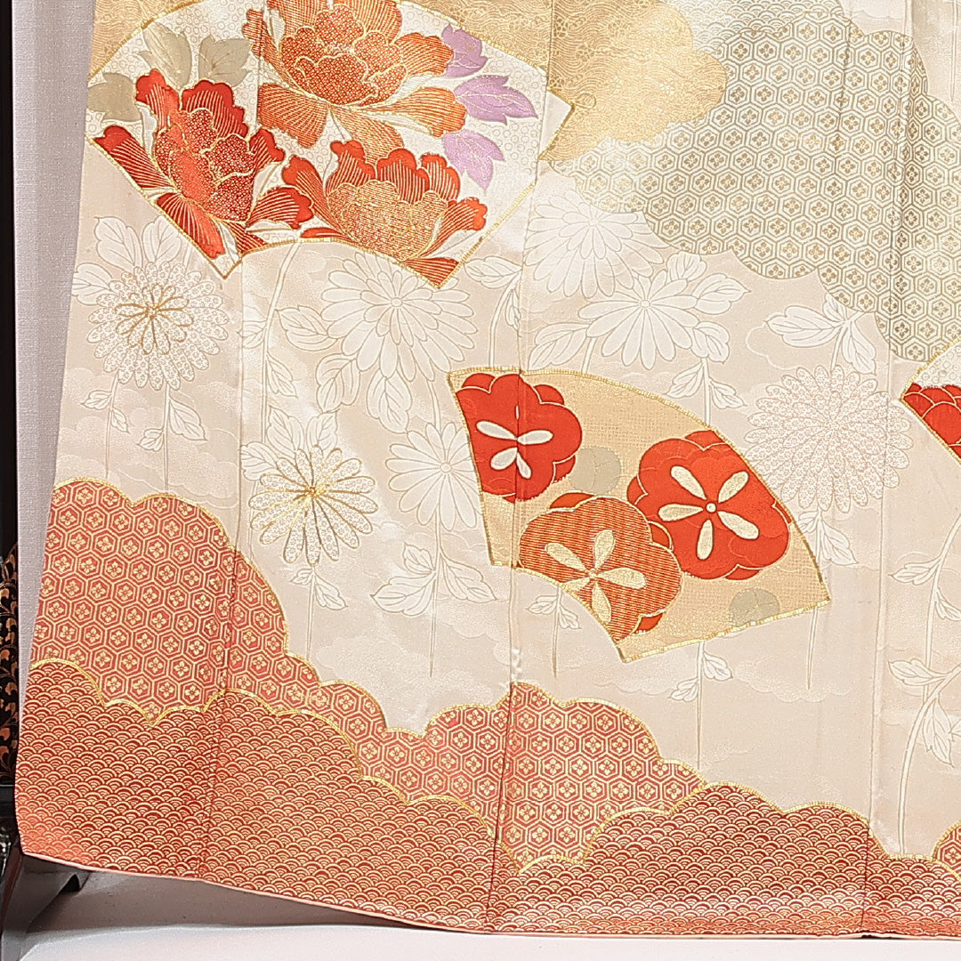 振袖 袷 身丈168cm 裄丈63cm フォーマル Cランク XLサイズ 正絹 広衿 牡丹 金駒刺繍 1213-F0671