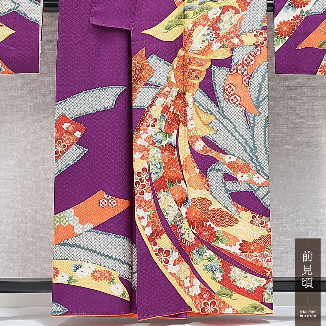 振袖 袷 身丈156cm 裄丈65cm フォーマル Sランク Mサイズ 正絹 広衿 吉祥文様 金駒刺繍 1213-F0629