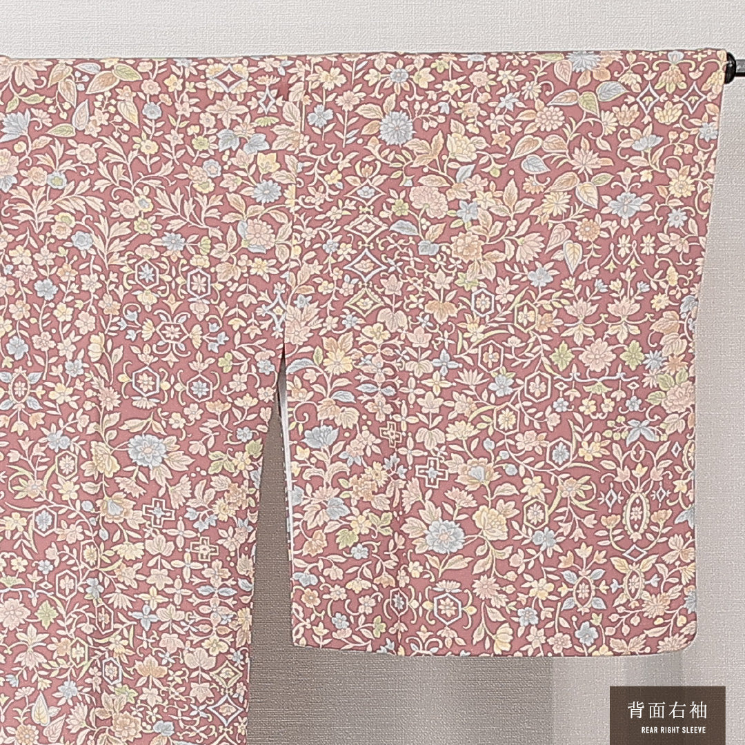 道行コート 袷 身丈94cm 裄丈67cm 正絹 Sランク セミフォーマル Mサイズ ポケットあり 花柄 紫系 RP 1237-15274