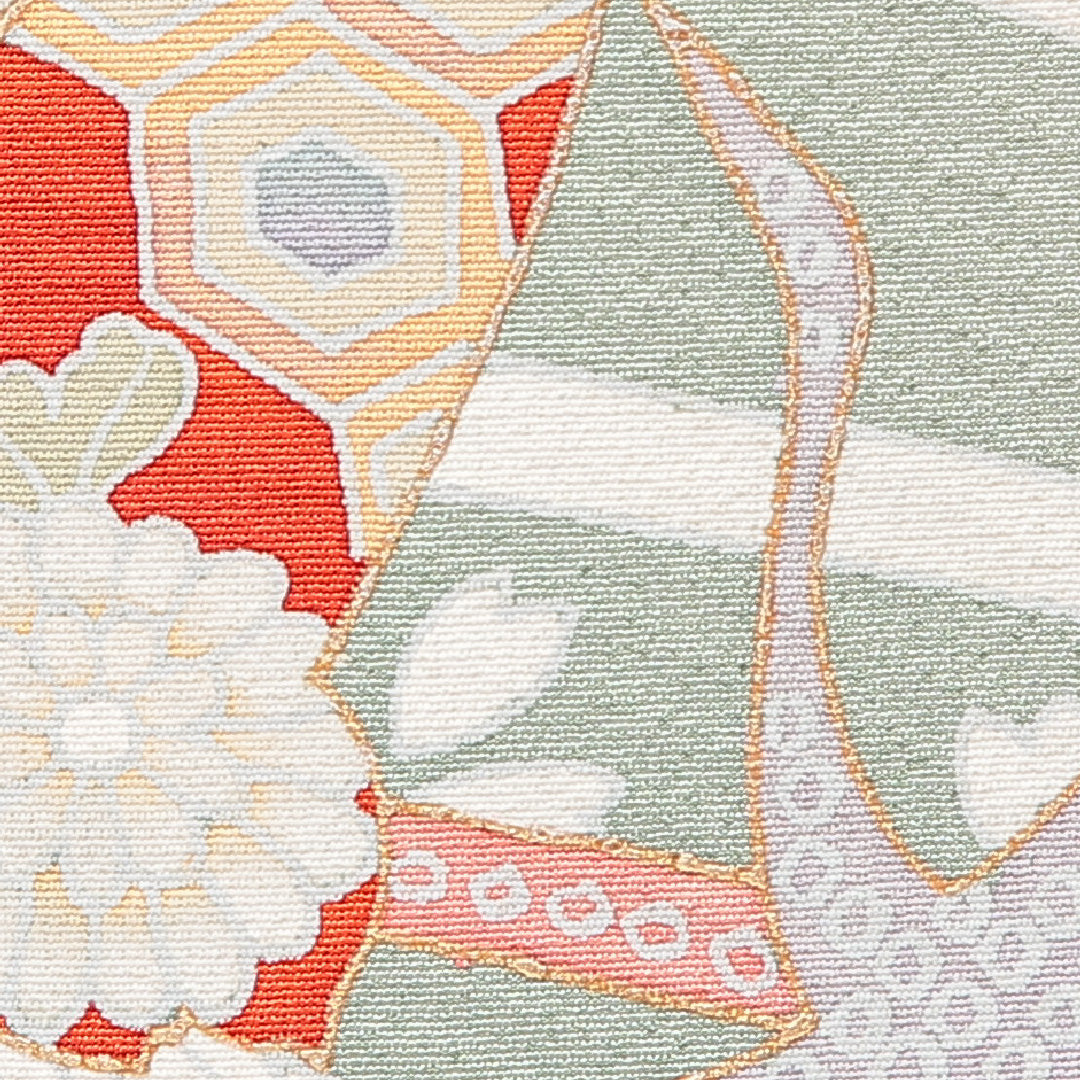 訪問着 袷 身丈159cm 裄丈65cm 正絹 Aランク Mサイズ 広衿 セミフォーマル 鶴 桜 緑系 1212-16892