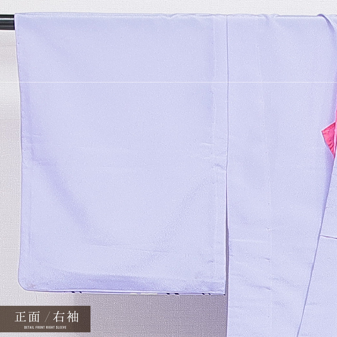 付下げ 洗える着物 単衣 身丈161cm 裄丈63cm ポリエステル Cランク Lサイズ バチ衿 インフォーマル 花柄 創作柄 紫系 1261-16301