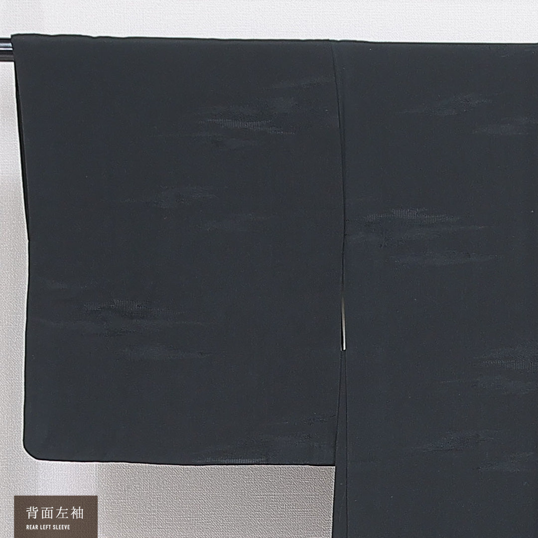黒羽織 袷 身丈80cm 裄丈64cm 正絹 Aランク 一つ紋 (五三桐) セミフォーマル Mサイズ 無地 黒系 RP 1233-16830