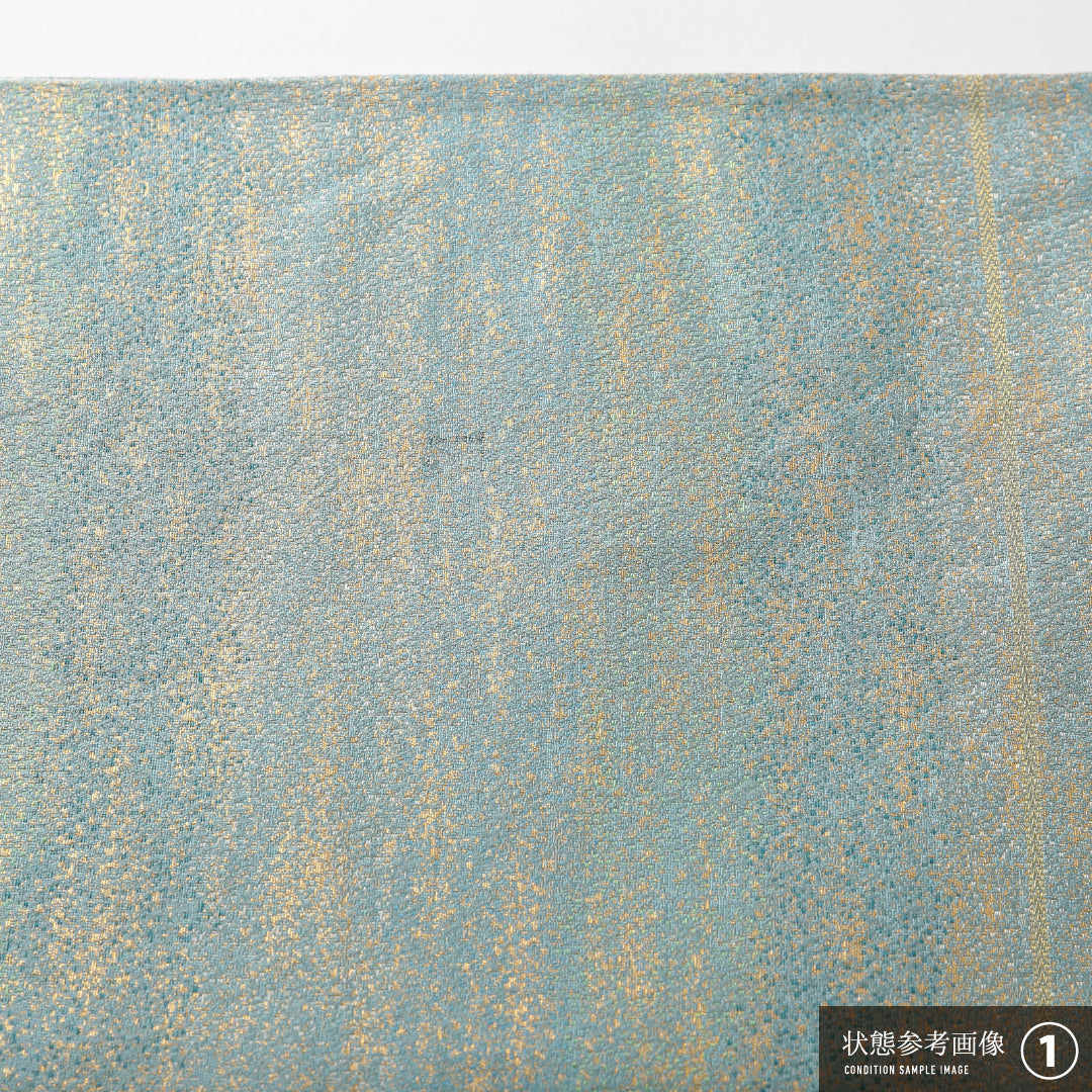 袋帯 帯丈440cm セミフォーマル ポイント柄 Aランク 正絹 引箔 唐華 緑系 1223-02133