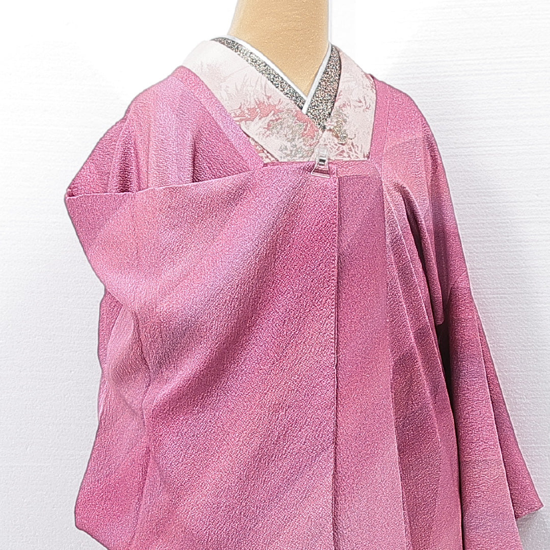 道行コート 袷 身丈82cm 裄丈65cm 正絹 Aランク Mサイズ フォーマル ポケットあり 縞 ピンク系 1263-15125