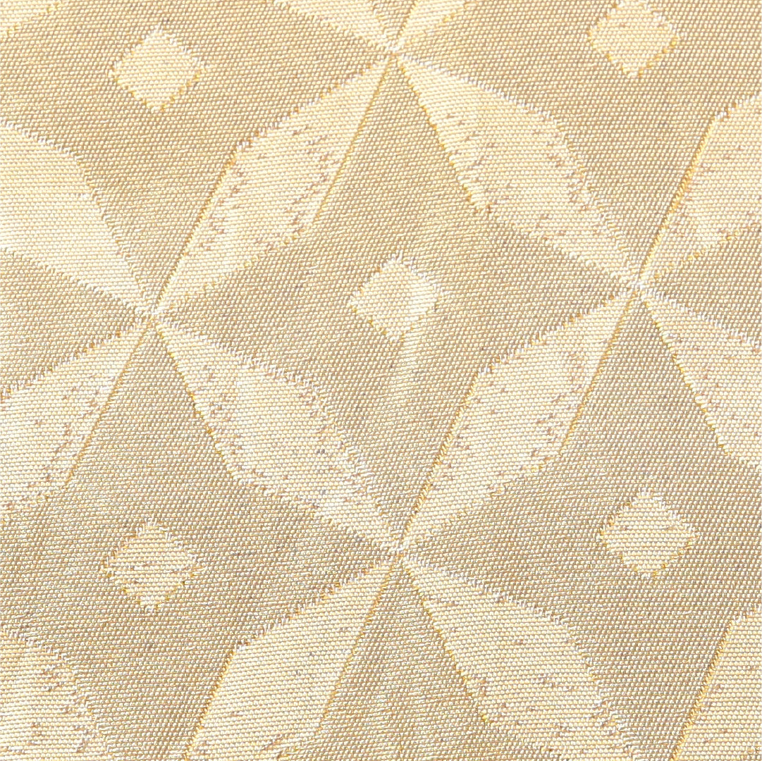 九寸名古屋帯 帯丈392cm カジュアル 開き仕立て 全通 Aランク 正絹 幾何学柄 金系 1224-03831