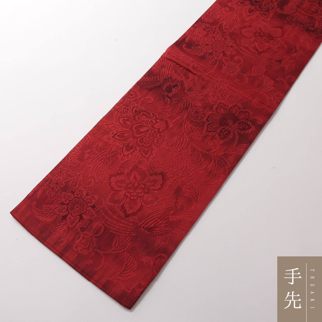 袋帯 帯丈432cm 正絹 全通 インフォーマル 花鳥文 赤系 1243-01786