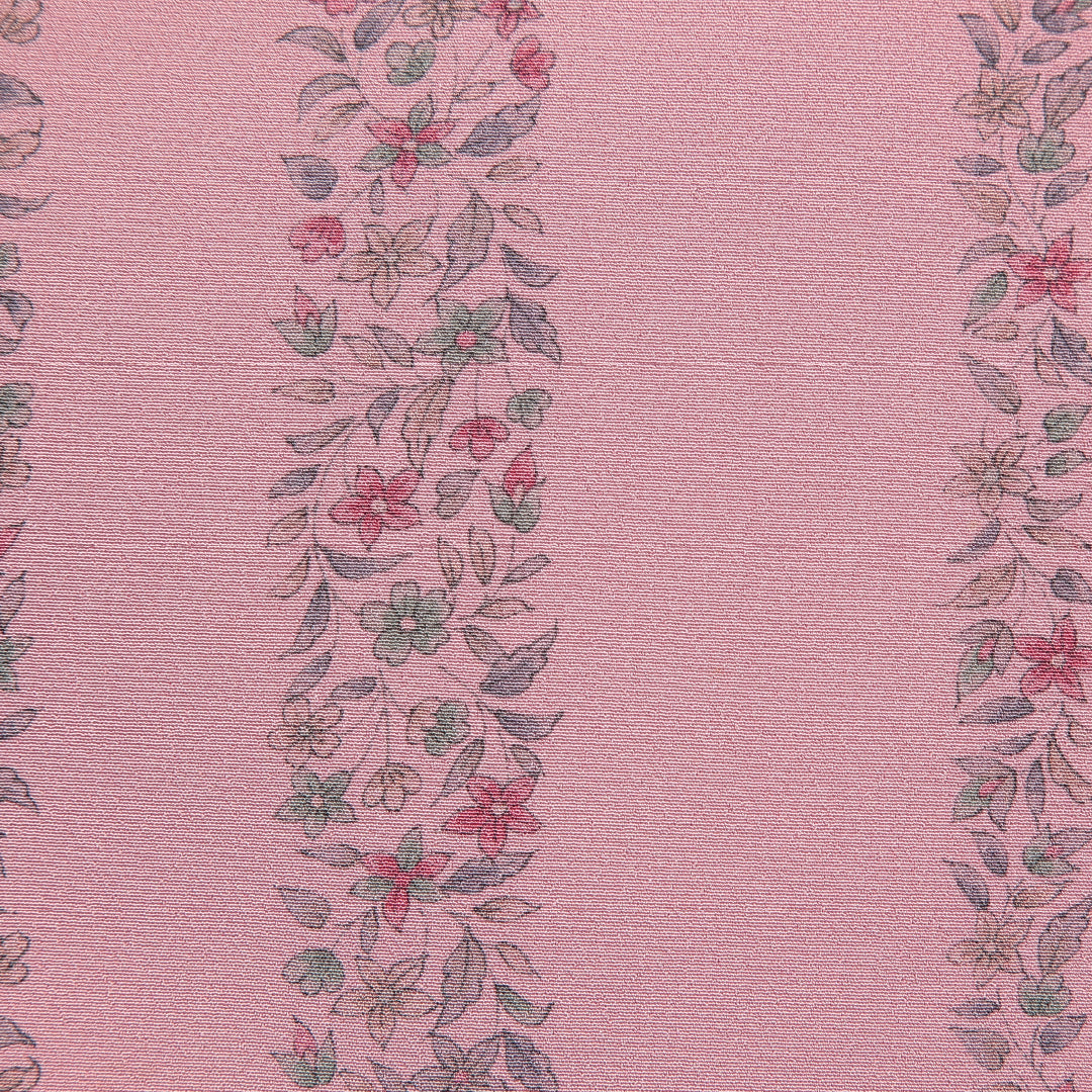 小紋 洗える着物 袷 身丈161cm 裄丈65cm ポリエステル Cランク Lサイズ 広衿 インフォーマル 花柄 ピンク系 1215-16103