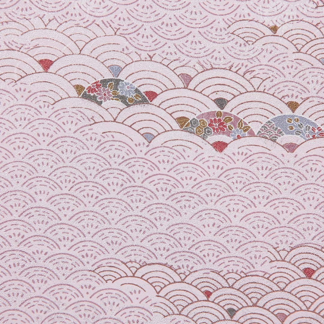 小紋 洗える着物 袷 身丈159cm 裄丈64cm ポリエステル Sランク Mサイズ 広衿 インフォーマル 青海波 紫系 1215-15789