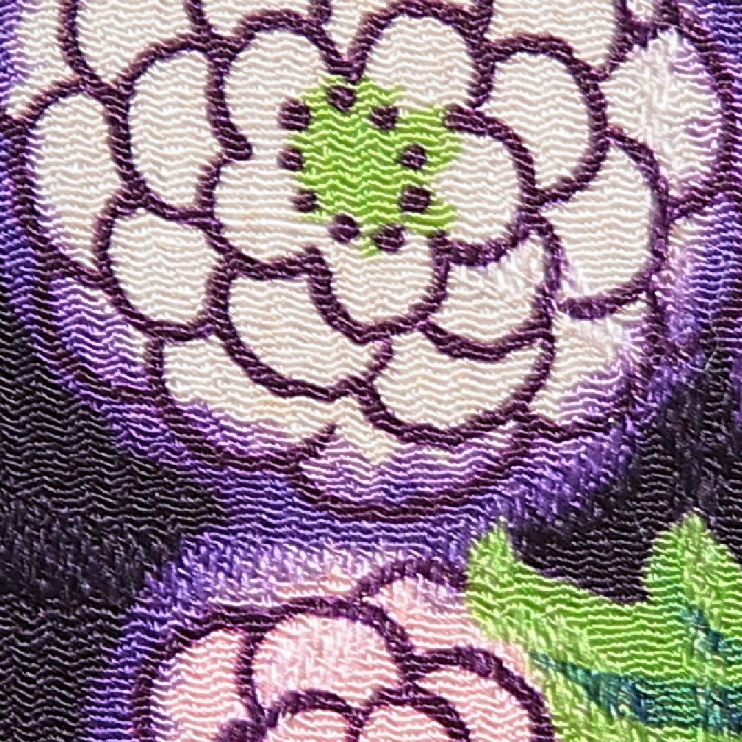 アンティーク 羽織 袷 身丈97cm 裄丈63cm 正絹 Bランク Sサイズ ちりめん 菊 紫系 1217-16821