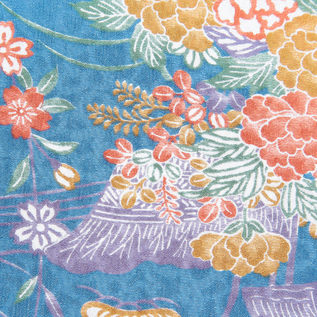 小紋 洗える着物 袷 身丈161cm 裄丈64cm ポリエステル Sランク Lサイズ 広衿 インフォーマル 古典柄 青系 1215-16208