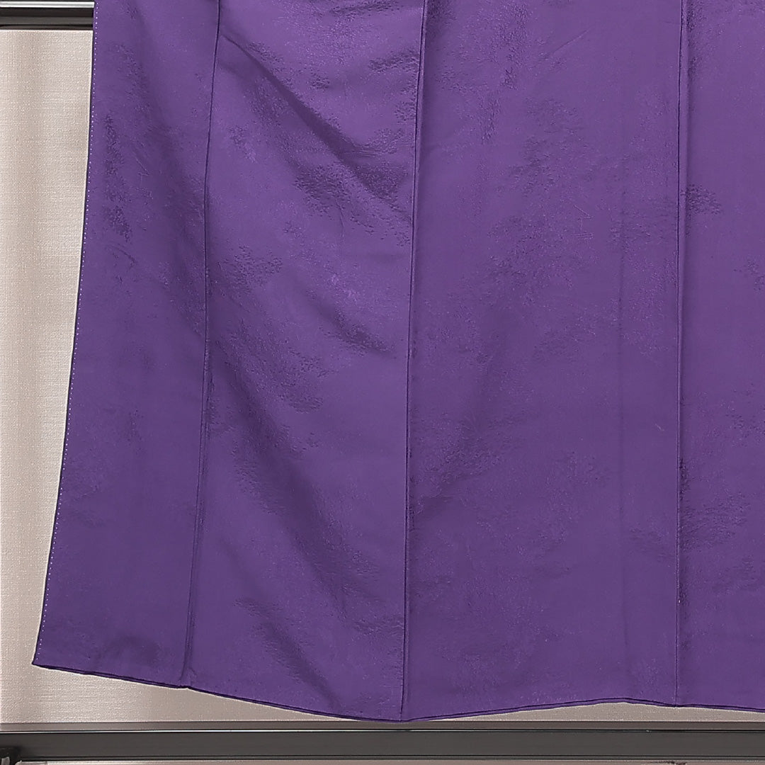 色無地 袷 身丈153cm 裄丈62cm 正絹 Aランク Sサイズ 広衿 一つ紋(丸に梅鉢) セミフォーマル 紋意匠 風景 紫系 1214-16901