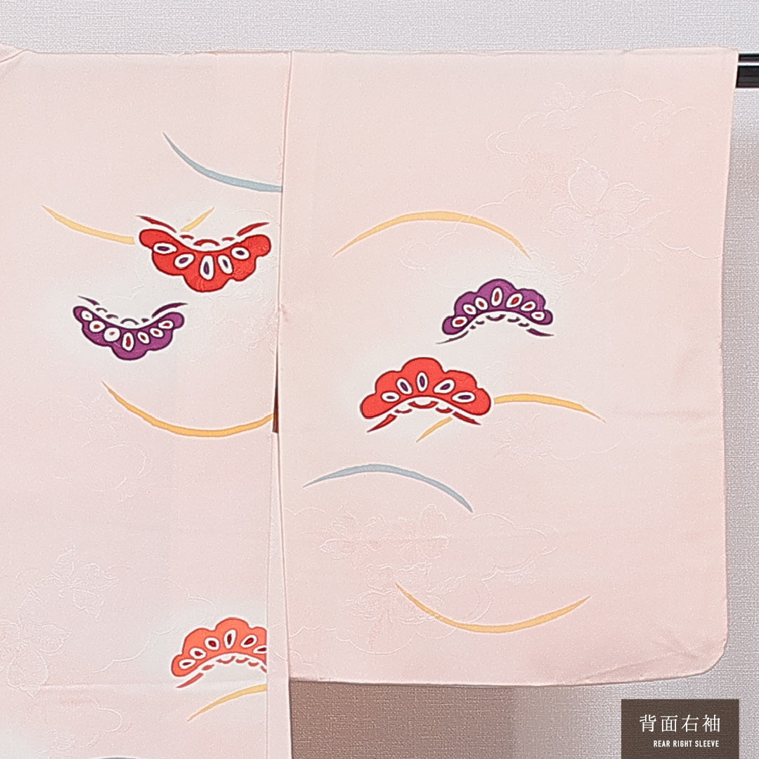 羽織 袷 身丈75cm 裄丈62cm 正絹 Cランク カジュアル Sサイズ 染め紬 紐あり 笠松 ピンク系 HP 1232-16854