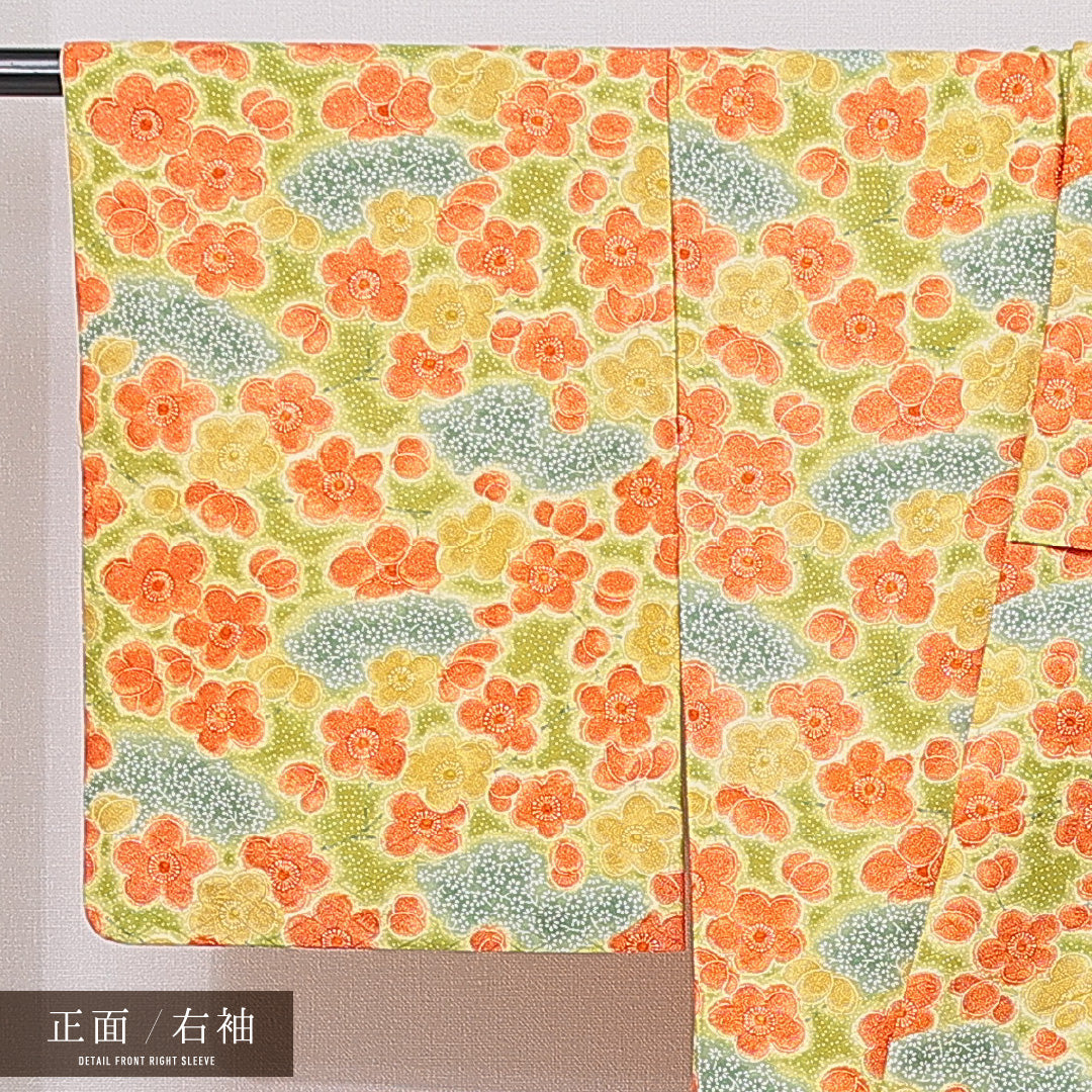 小紋 袷 身丈159cm 裄丈63cm 正絹 Sランク インフォーマル 広衿 Mサイズ 梅 多色系 RP 1221-15098