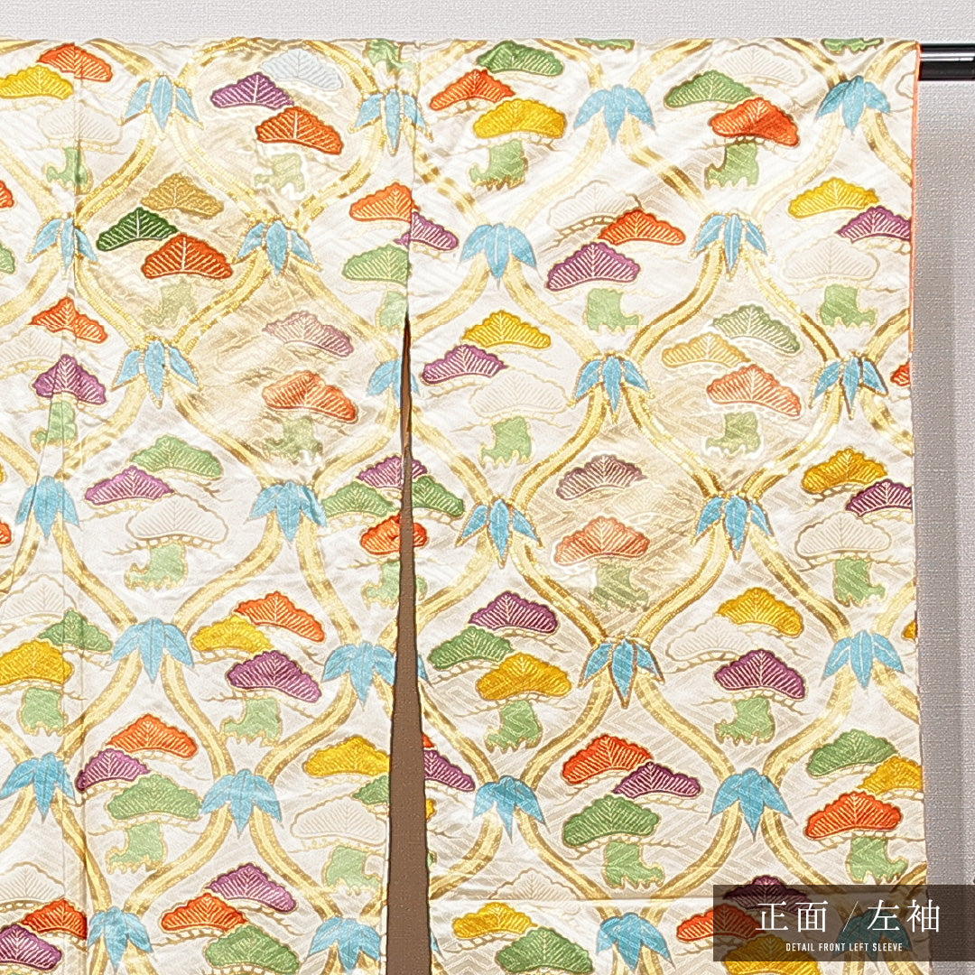 振袖 袷 身丈165cm 裄丈66cm セミフォーマル Sランク XLサイズ 正絹 広衿 笠松 金駒刺繍 1213-F0733