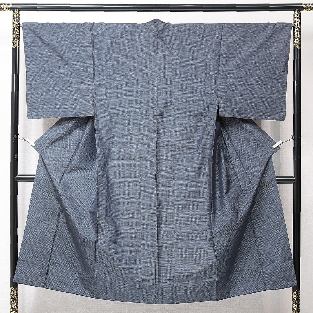 男着物 袷 身丈142cm 裄丈66cm 正絹 Aランク Mサイズ 棒衿 カジュアル 創作柄 茶系 1219-15238