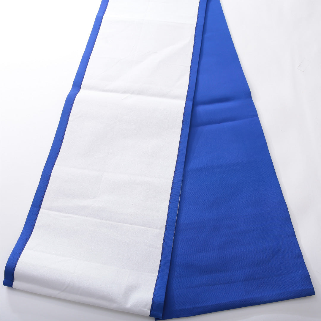 九寸名古屋帯 帯丈380cm カジュアル 開き仕立て ポイント柄 Bランク 正絹 染め帯 塩瀬 花柄 青系 1224-03914