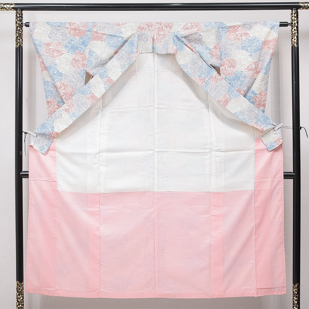 洗える着物 小紋 袷 身丈150cm 裄丈62cm ポリエステル Bランク インフォーマル 広衿 Sサイズ 茶屋辻 多色系 HP 1221-15837
