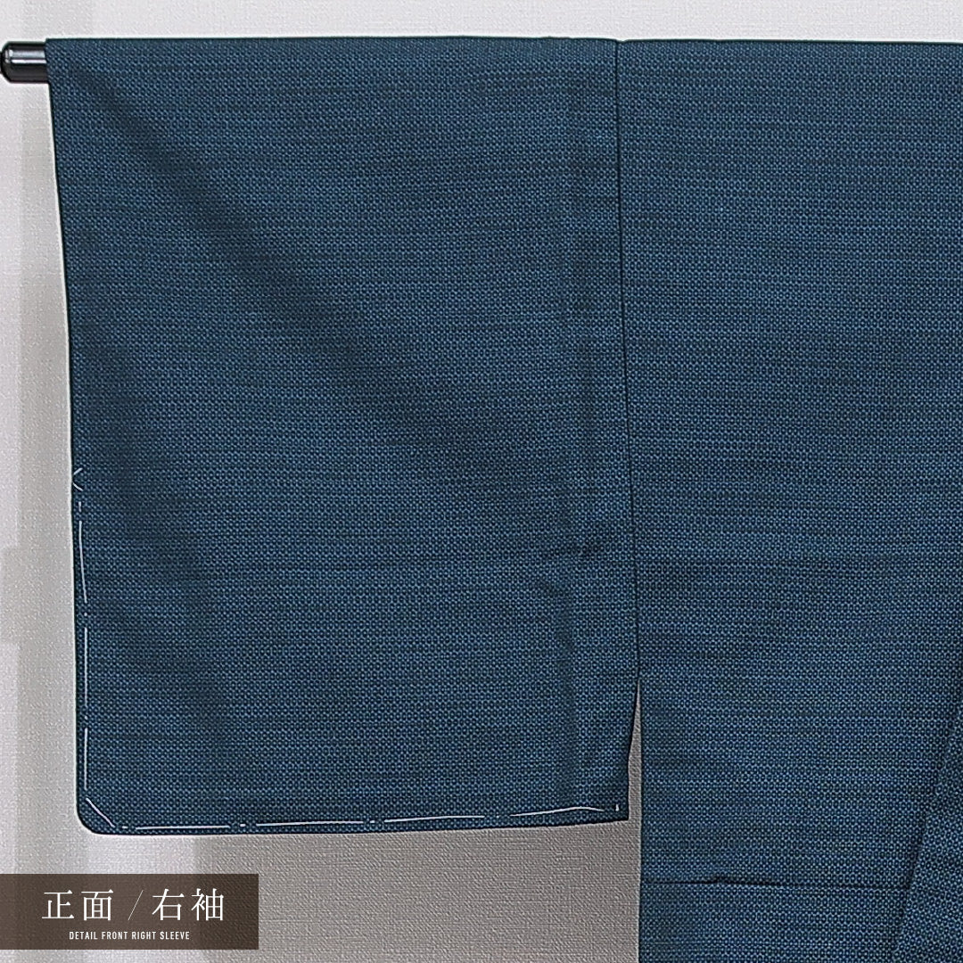 ウールの男着物(紬) 洗える着物 単衣 身丈139cm 裄丈67cm ウール Cランク Sサイズ 棒衿 カジュアル 肩当て 亀甲 1219-15764