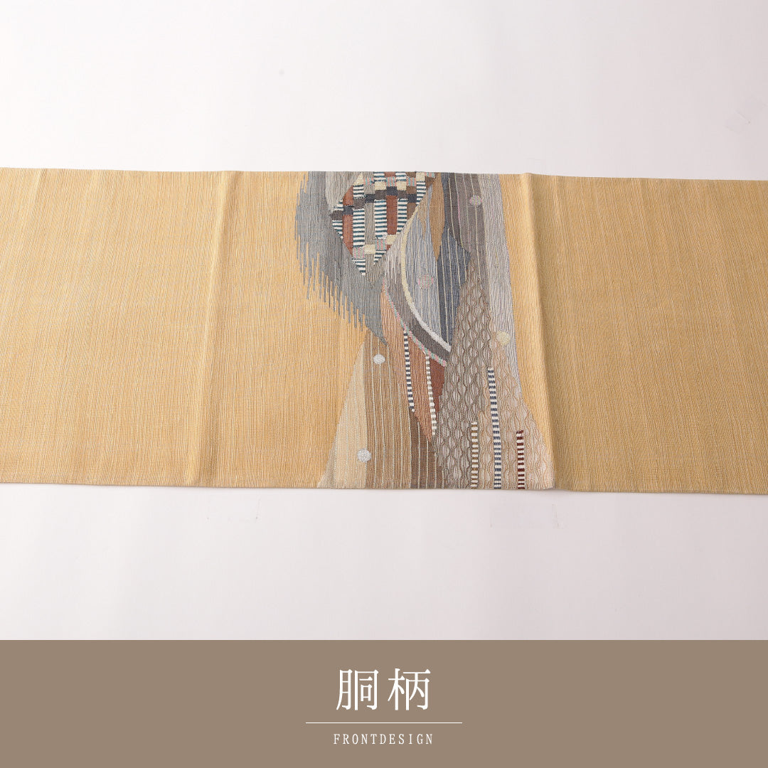 袋帯 帯丈462cm 正絹 ポイント柄 インフォーマル すくい織 創作柄 ベージュ系 1243-01759