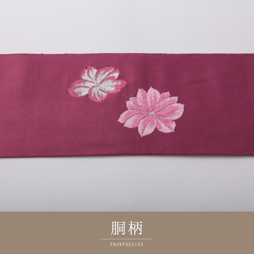 八寸名古屋帯 帯丈351cm カジュアル 名古屋仕立て ポイント柄 Cランク 正絹 花柄 ピンク系 1224-03429