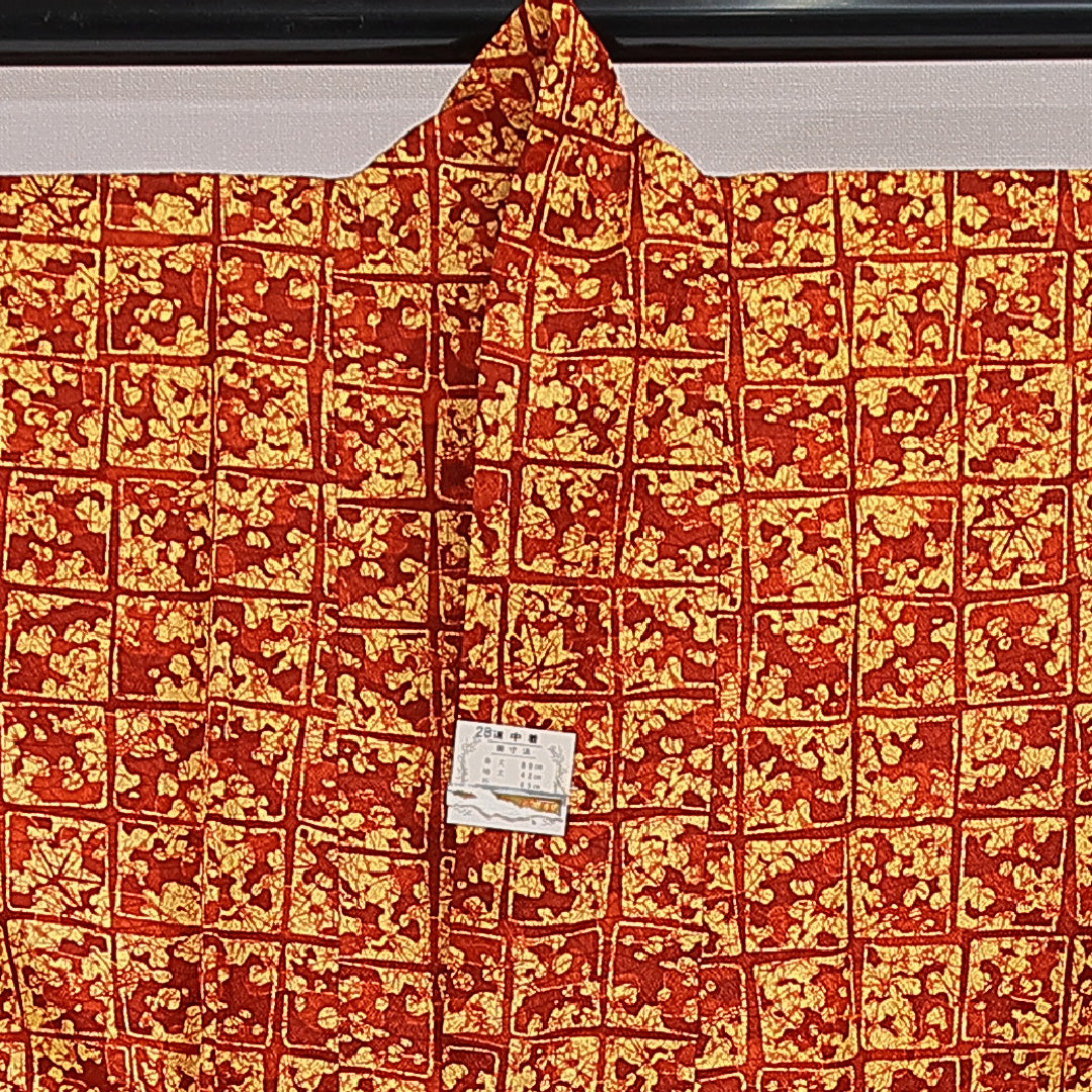 洗える着物 道中着 袷 身丈81cm 裄丈65cm ポリエステル Aランク セミフォーマル Mサイズ 格子 クリーム系 HP 1236-15167