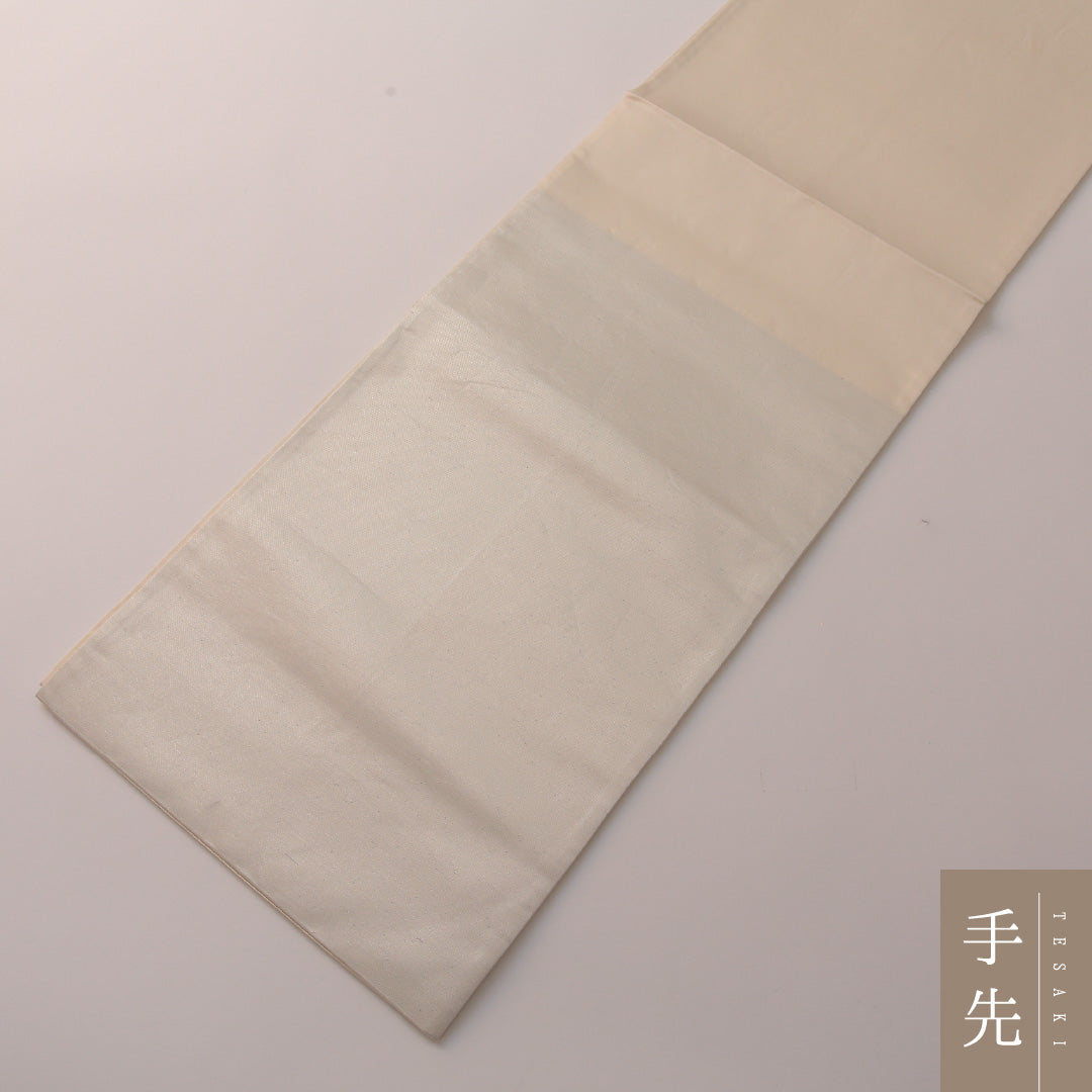 袋帯 帯丈432cm セミフォーマル ポイント柄 Aランク 正絹 染め帯 牡丹 クリーム系 赤系 1223-01903