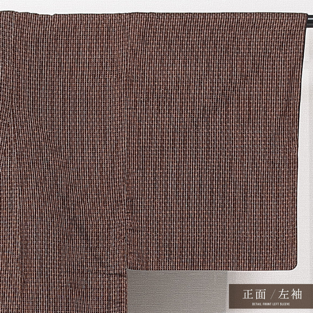 男着物 袷 身丈139cm 裄丈65cm 正絹 Aランク カジュアル 棒衿 Sサイズ 抽象柄 茶系 RP 1224-15060