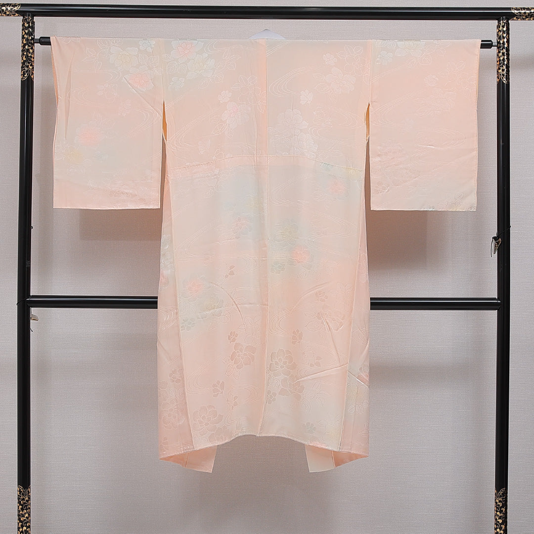 長襦袢 無双袖 身丈122cm 裄丈62cm 正絹 Cランク Sサイズ 椿 ピンク系 LP 1239-16622